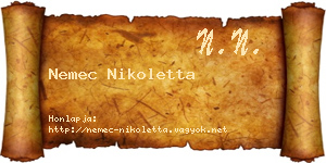 Nemec Nikoletta névjegykártya